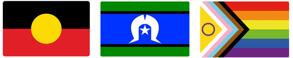 Aboriginal, Torres Strait Islander and Progress Pride flags